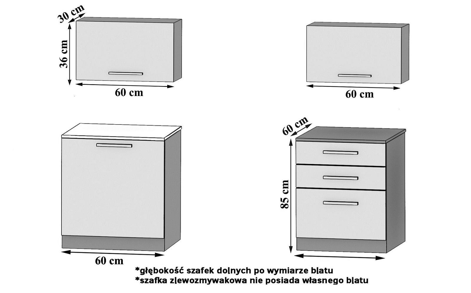 Meubles de cuisine 120 cm en chêne Wotan et chêne Sonoma avec plan de travail Fabricant TOR VULCANO2/3/WT/DS/0/B1