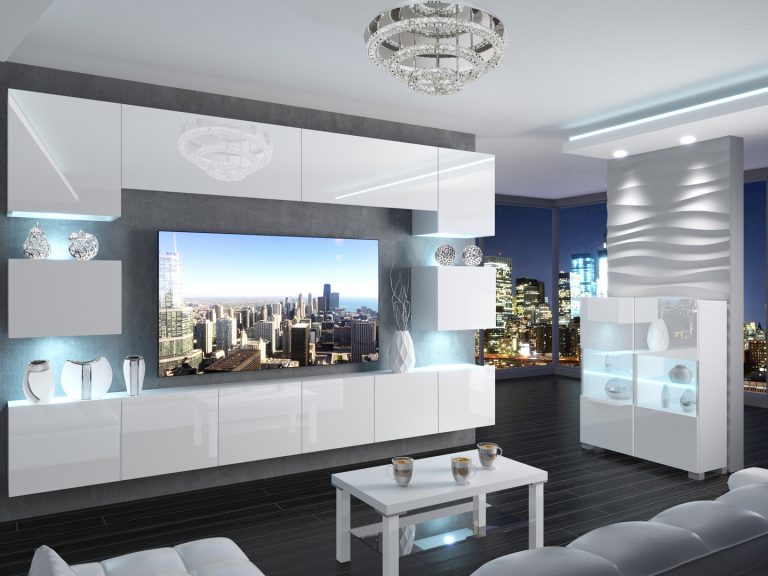 Meuble TV/RTV 300 cm blanc brillant Fabricant IMP 3/5/W/W/0/0