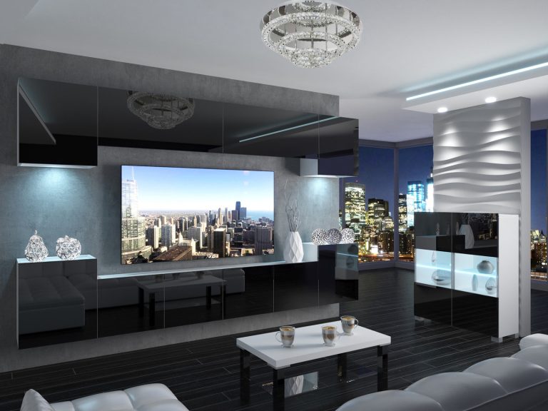 Meuble mural 300 cm Belini noir brillant Imperium 4 Fabricant  IMP 4/5/W/B/0/0