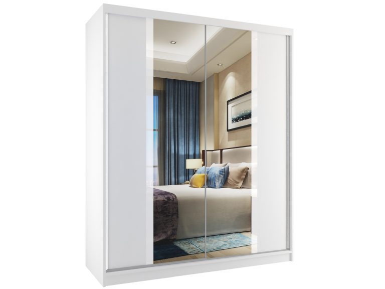 Armoire coulissante 133 cm avec miroir blanc mat Fabricant MV SZP2/2/W/W/W/HI