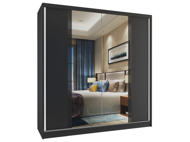 Armoire coulissante 158 cm avec miroir noir ébène foncé Fabricant MV SZP3/2/B/B/B/HI