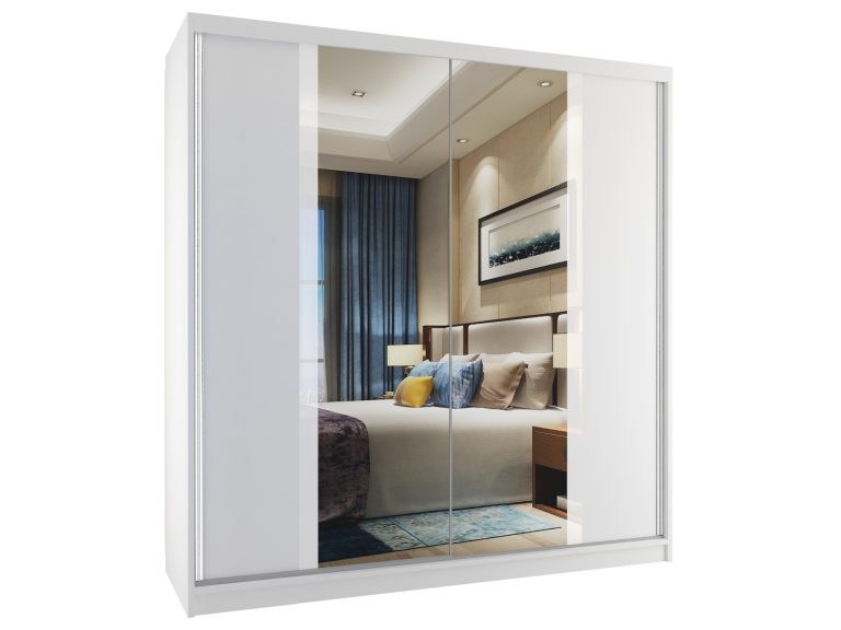 Armoire coulissante 158 cm avec miroir blanc mat Fabricant MV SZP3/2/W/W/W/HI