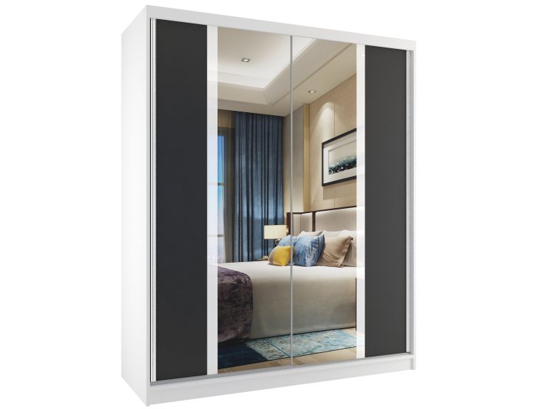 Armoire coulissante 133 cm avec miroir blanc mat Fabricant MV SZP2/2/W/B/W/HI