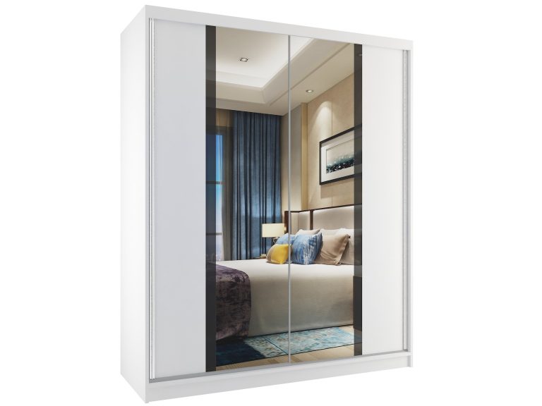 Armoire coulissante 133 cm avec miroir blanc mat Fabricant MV SZP2/2/W/W/B/HI