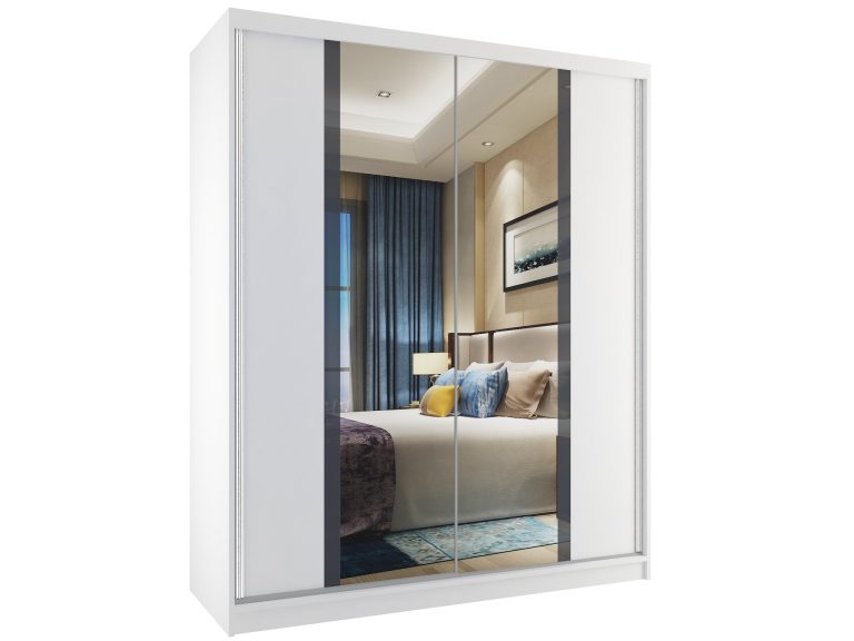 Armoire coulissante 133 cm avec miroir blanc mat Fabricant MV SZP2/2/W/W/S/HI
