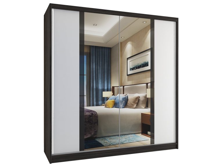 Armoire coulissante 158 cm avec miroir noir ébène foncé Fabricant MV SZP3/2/B/W/B/HI