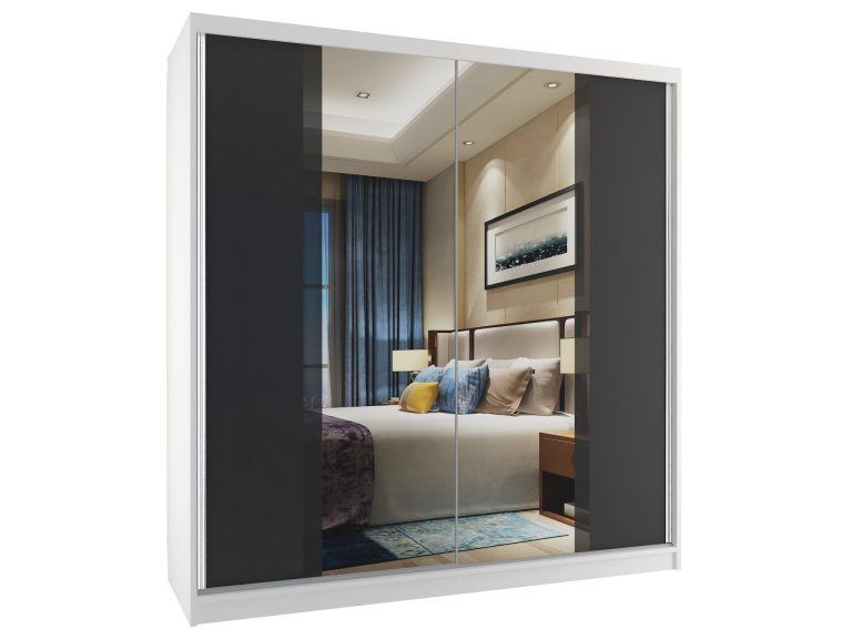 Armoire coulissante 158 cm avec miroir noir ébène foncé Fabricant MV SZP3/2/W/B/B/HI