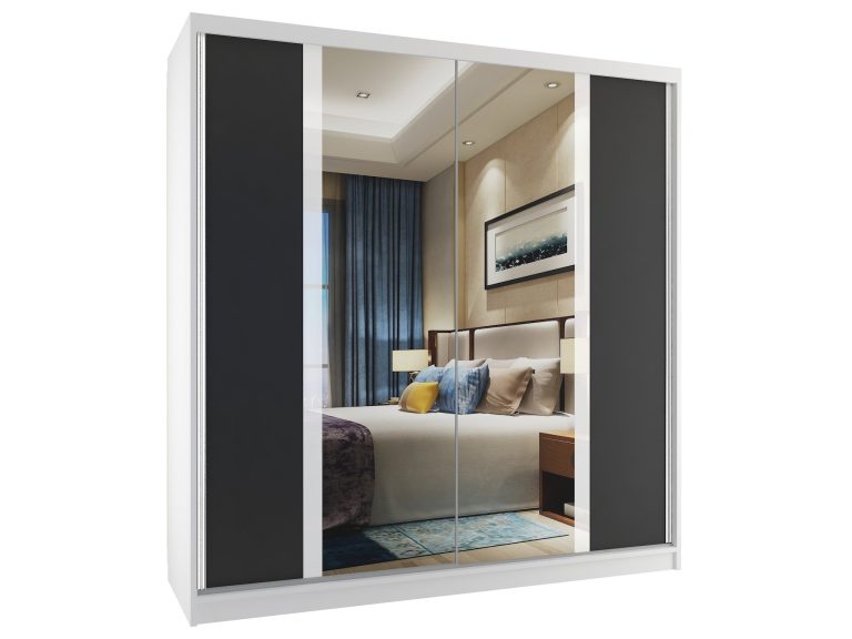 Armoire coulissante 158 cm avec miroir noir ébène foncé Fabricant MV SZP3/2/W/B/W/HI