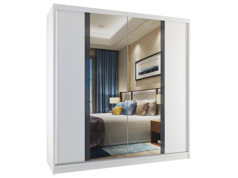 Armoire coulissante 158 cm avec miroir blanc mat Fabricant MV SZP3/2/W/W/S/HI