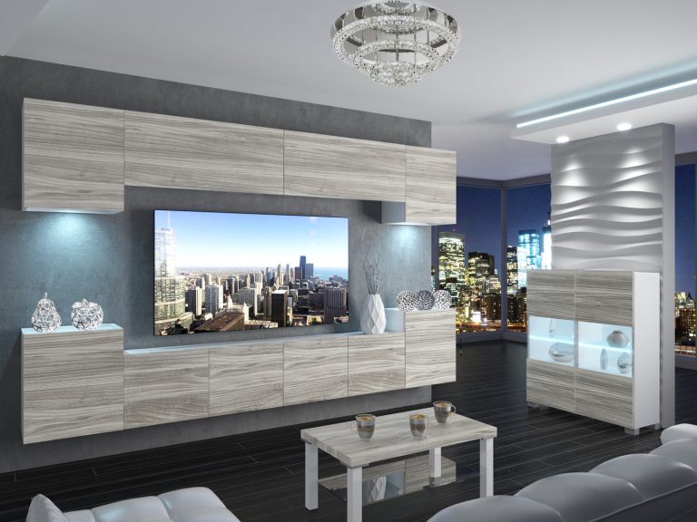 Meuble mural 300 cm Belini gris anthracite Glamour Wood Imperium 4 Fabricant IMP 4/5/W/GW1/0/0