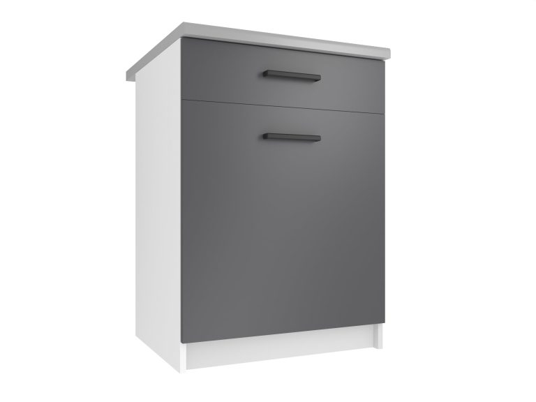 Meuble bas de cuisine sans plan de travail 60 cm gris TOR SDSZ1-60/0/WT/SR/0/B1