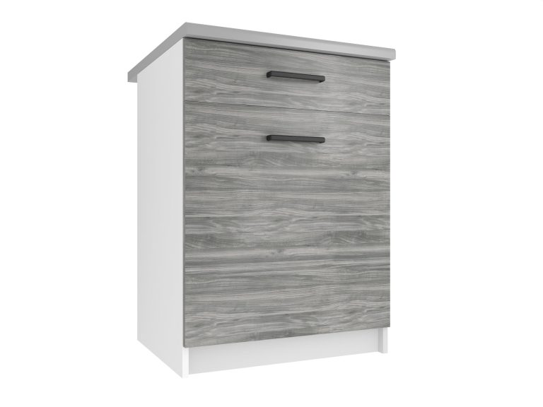 Meuble de cuisine Belini bas avec tiroirs 60 cm gris anthracite Glamour Wood avec plan de travail Fabricant TOR SDSZ1-60/0/WT/GW/0/B1
