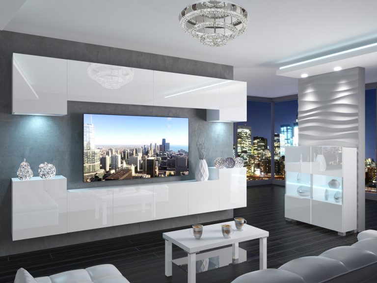 Meuble TV/RTV 300 cm blanc brillant Fabricant IMP 4/5/W/W/0/0