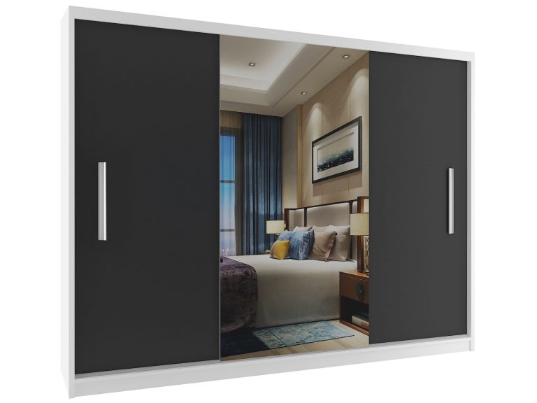 Armoire coulissante 232 cm avec miroir noir ébène foncé Fabricant ME SZP4/2/1W/2B1L/0/AL