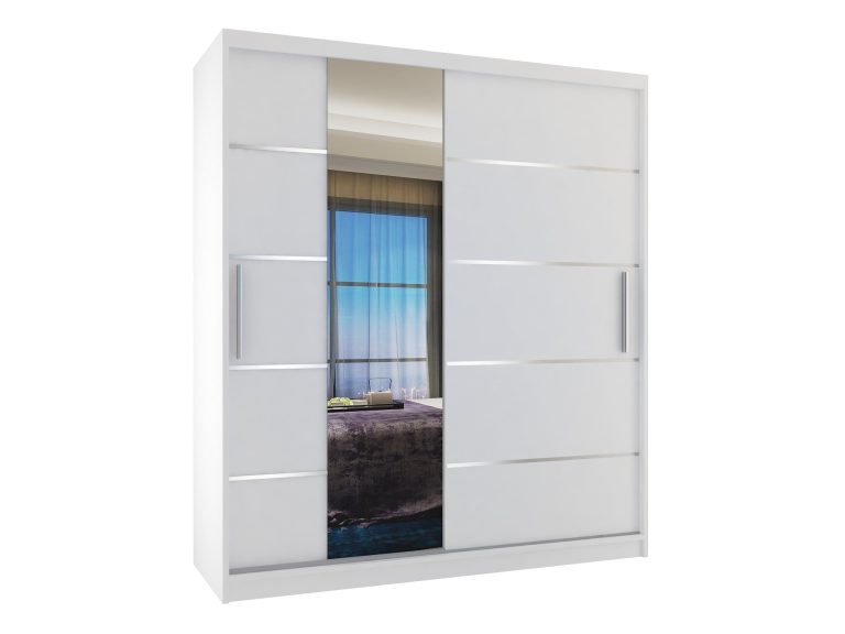 Armoire 133 cm Belini blanc mat avec portes coulissantes, miroir et tiroirs Fabricant MBP SZP6/1/W/W/0/KLAL