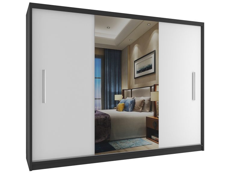 Armoire coulissante 232 cm avec miroir blanc mat Fabricant ME SZP4/2/1B/2W1L/0/AL
