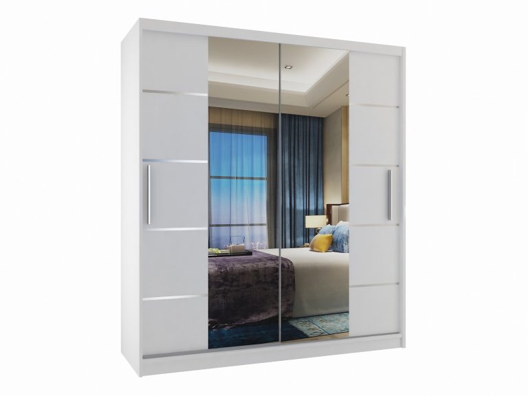 Armoire 133 cm Belini blanc mat avec portes coulissantes, miroir et tiroirs Fabricant ME SZP6/1/W/W/0/KLAL