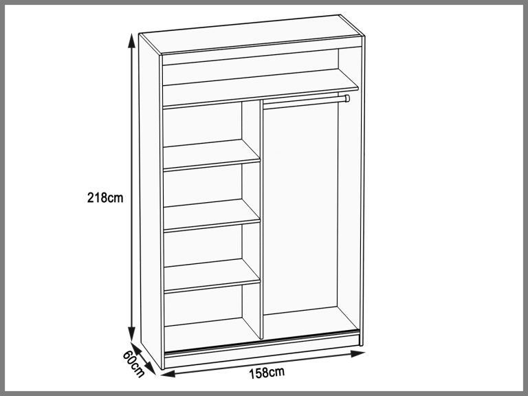 Armoire coulissante 158 cm avec miroir blanc mat Fabricant ME SZP3/2/B/W/0/AL ME SZP3/2/B/W/0/AL