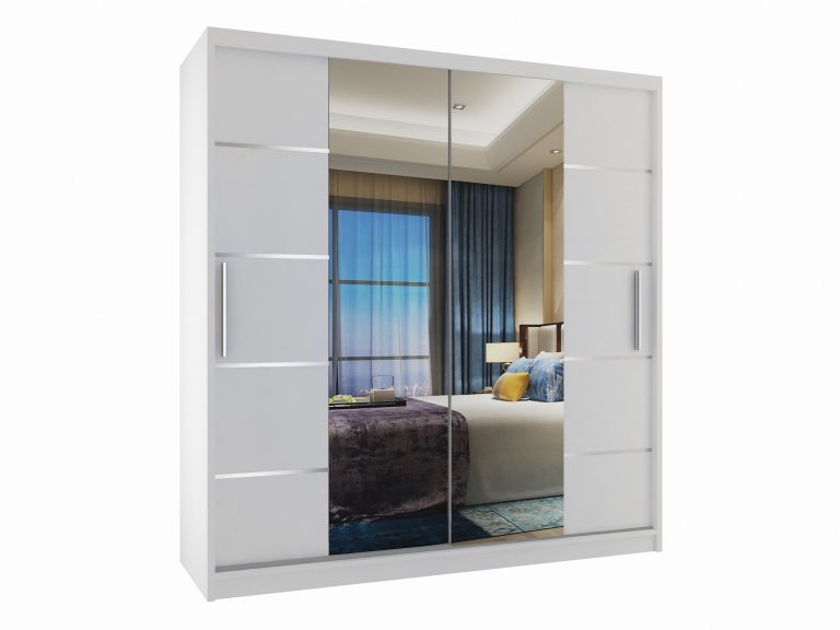 Armoire 158 cm Belini blanc mat avec portes coulissantes, miroir et tiroirs Fabricant ME SZP7/0/W/W/0/KLAL/