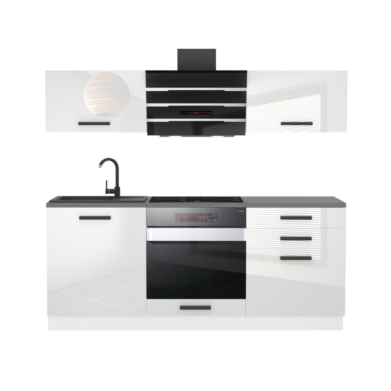 Meubles de cuisine Premium Version Complète 180 cm blanc brillant sans plan de travail Fabricant INF SOPHIA/0/WT/W/0/B1