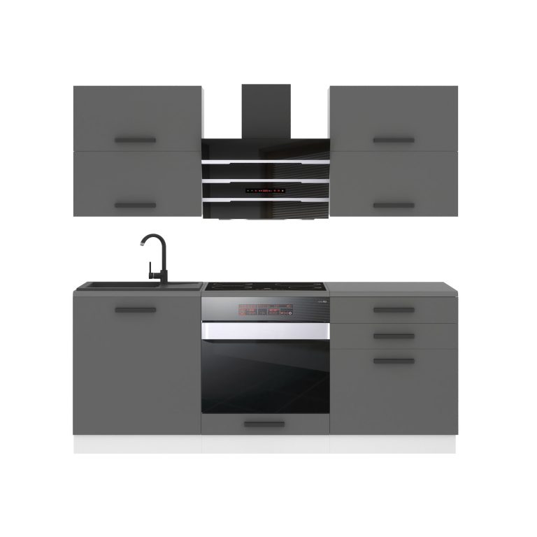 Meubles de cuisine Premium Version Complete 180 cm gris graphite anthracite sans plan de travail Fabricant TOR EMILY/0/WT/SR/0/B1