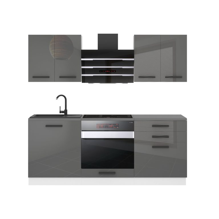 Meubles de cuisine Premium Version Complète 180 cm brillance gris sans plan de travail Fabricant INF MARY/0/WT/S/0/B1
 