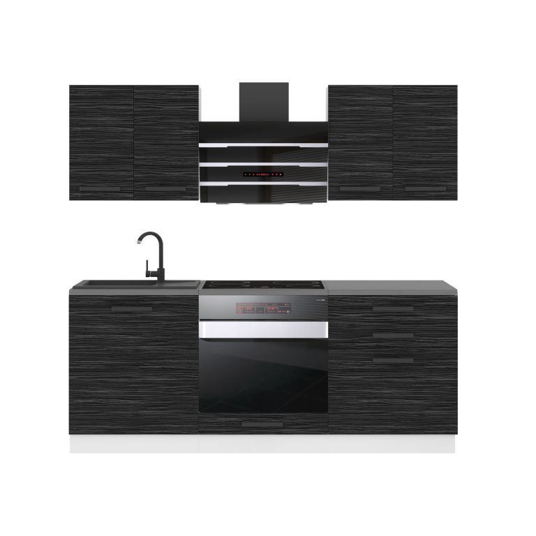 Meubles de cuisine Premium Version Complète 180 cm noir ébène sombre avec plan de travail Fabricant TOR MARY/0/WT/HK/B/B1
