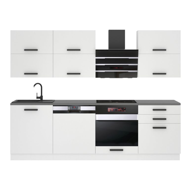 Meubles de cuisine Premium Version Complète 240 cm blanc mat sans plan de travail Fabricant  TOR MADISON/0/WT/WT/0/B1