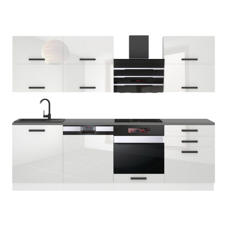 Meubles de cuisine Premium Version Complete 240 cm brillance blanc sans plan de travail Fabricant INF MADISON/0/WT/W/0/B1
