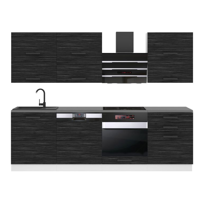 Meubles de cuisine Premium Version Complète 240 cm noir ébène sombre avec plan de travail Fabricant TOR MADISON/0/WT/HK/B/B1
