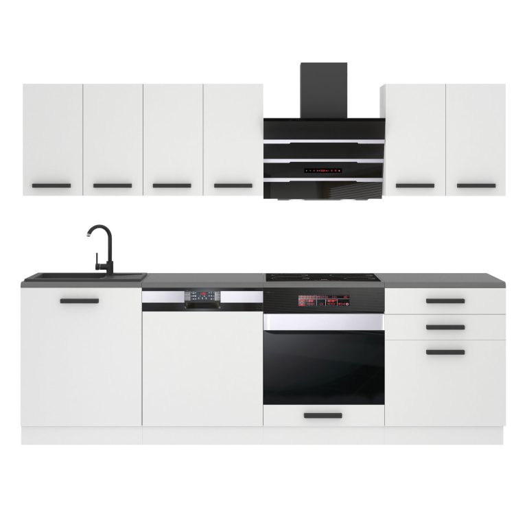 Meubles de cuisine Premium Version Complète 240 cm blanc mat avec plan de travail Fabricant TOR SUSAN/0/WT/WT/B/B1
