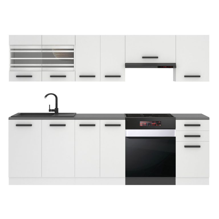 Meubles de cuisine Premium Version Complète 240 cm blanc mat sans plan de travail Fabricant TOR LILY/0/WT/WT/0/B1