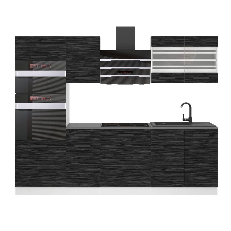 Meubles de cuisine Premium Version Complète 240 cm noir ébène sombre sans plan de travail Fabricant TOR TRACY/0/WT/HK/0/B1