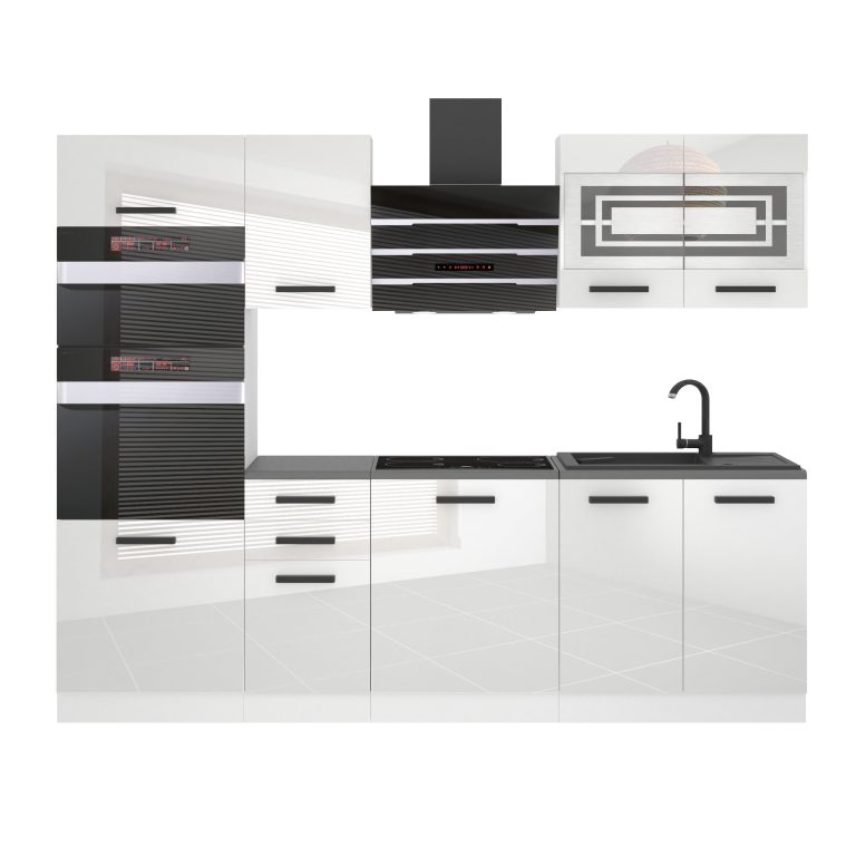 Meubles de cuisine Premium Version Complète 240 cm brillance blanc sans plan de travail Fabricant INF TRACY/0/WT/W/0/B1