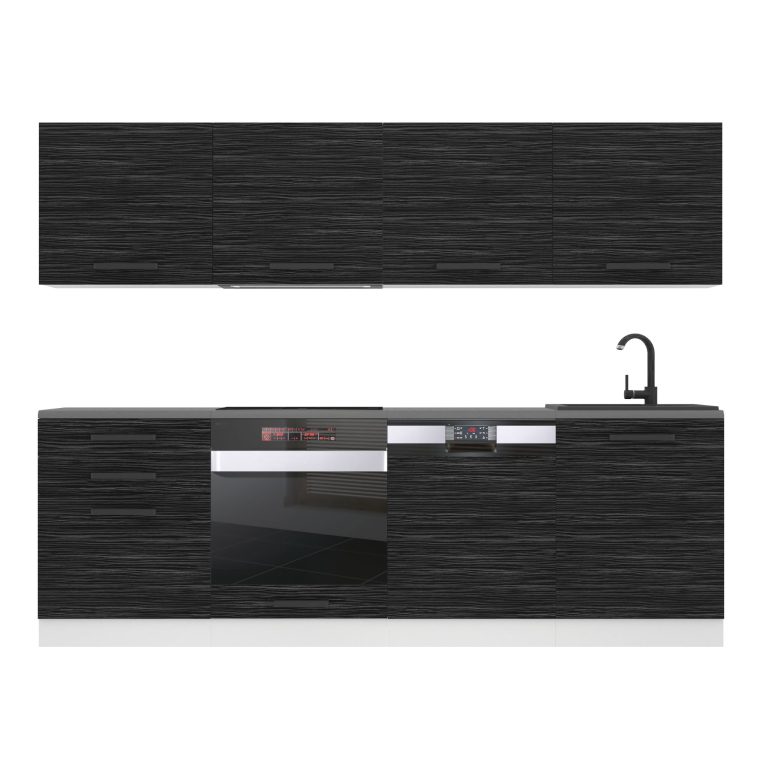 Meubles de cuisine Premium Version Complète 240 cm noir ébène sombre sans plan de travail Fabricant TOR ALICE/0/WT/HK/0/B1