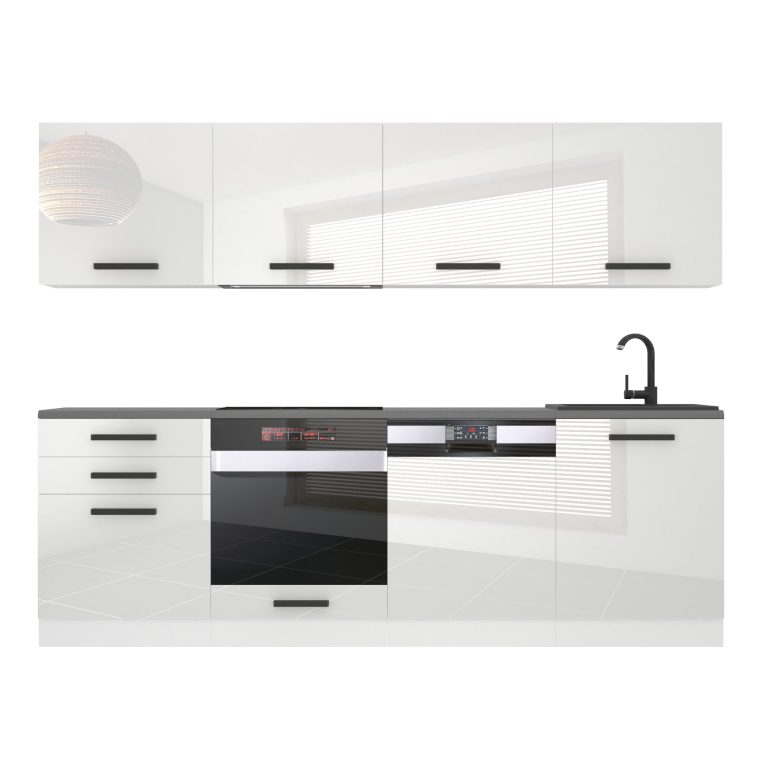 Meubles de cuisine Premium Version Complète 240 cm brillance blanc sans plan de travail Fabricant INF ALICE/0/WT/W/0/ B1