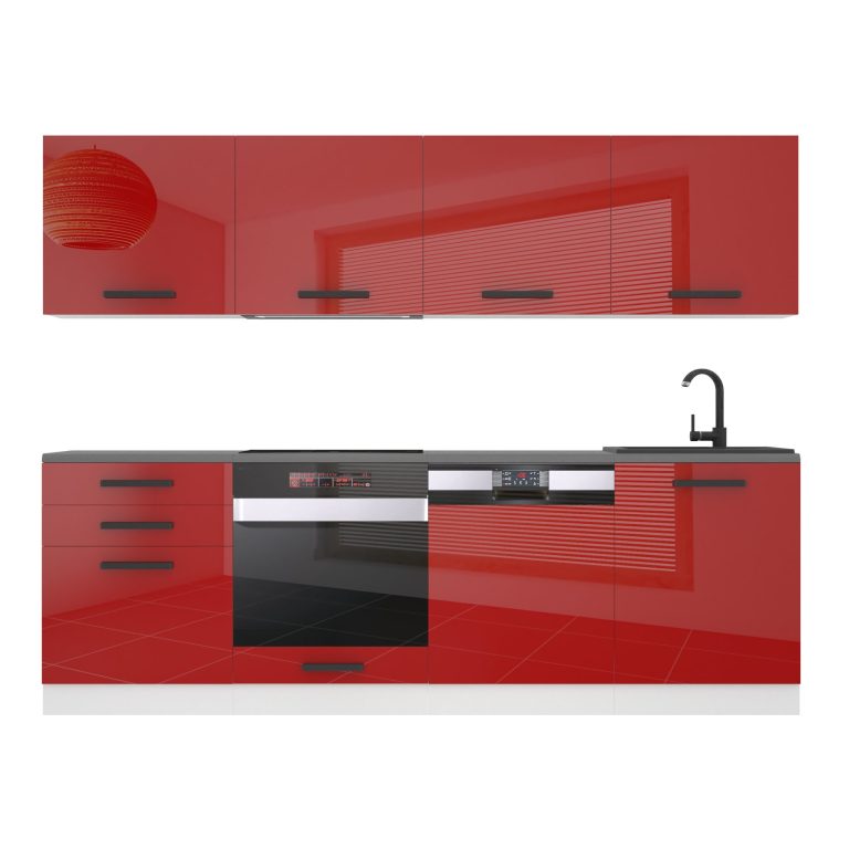 Meubles de cuisine Premium Version Complète 240 cm brillance rouge sans plan de travail Fabricant INF ALICE/0/WT/R/0/B1
