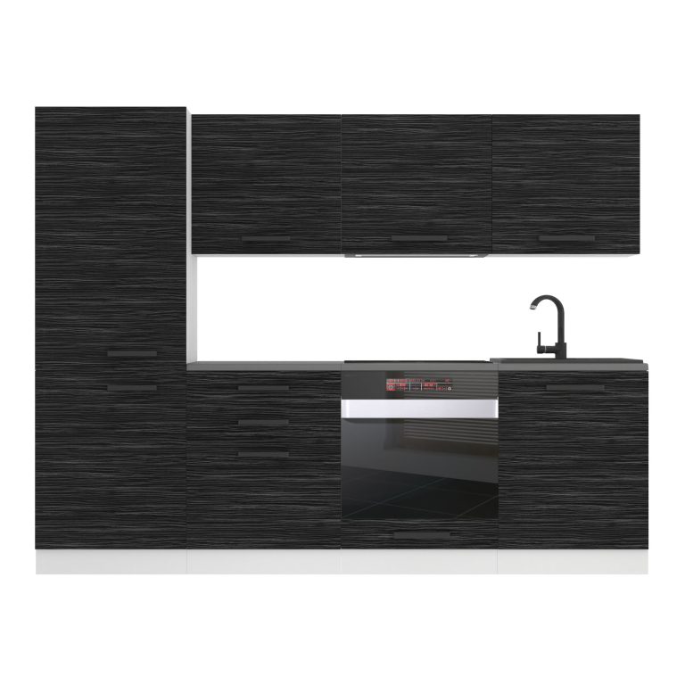 Meubles de cuisine Premium Version Complète 240 cm noir ébène sombre avec plan de travail Fabricant TOR SANDY/0/WT/HK/B/B1
