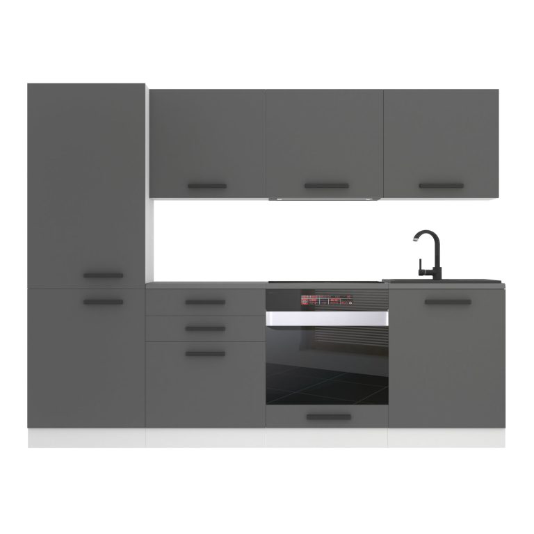 Meubles de cuisine Premium Version Complète 240 cm gris graphite anthracite avec plan de travail Fabricant TOR SANDY/0/WT/SR/B/B1
