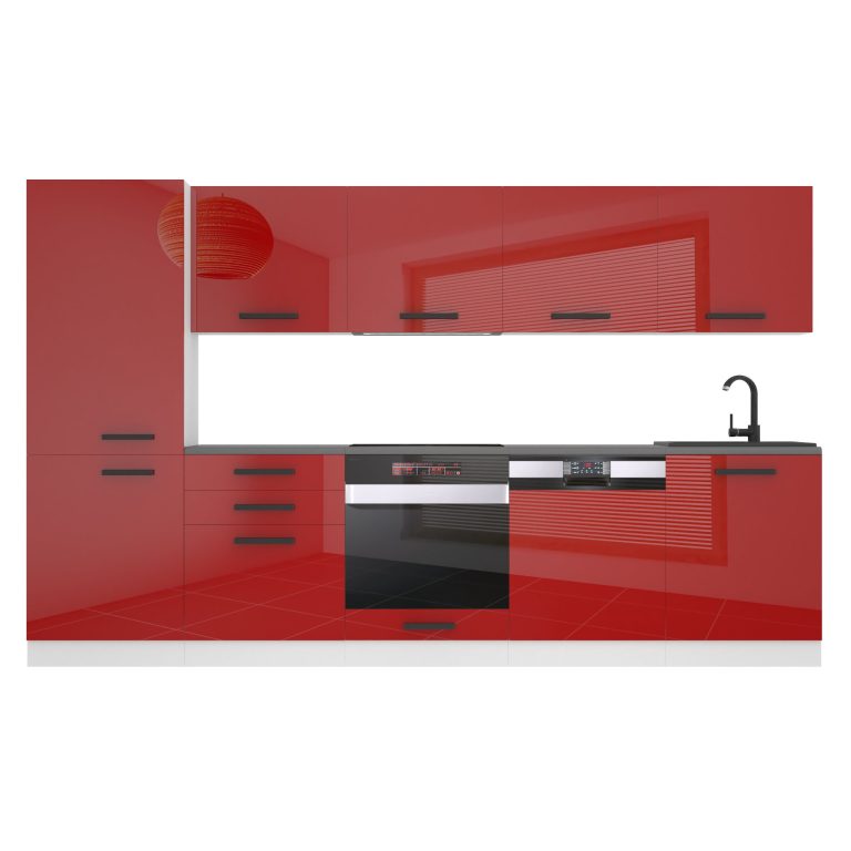 Meubles de cuisine Premium Version Complète  300 cm brillance rouge sans plan de travail Fabricant INF ROSE/0/WT/R/0/B1
