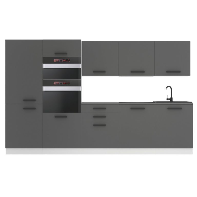 Meubles de cuisine Premium Version Complète 300 cm gris graphite anthracite sans plan de travail Fabricant TOR GRACE/0/WT/SR/0/B1