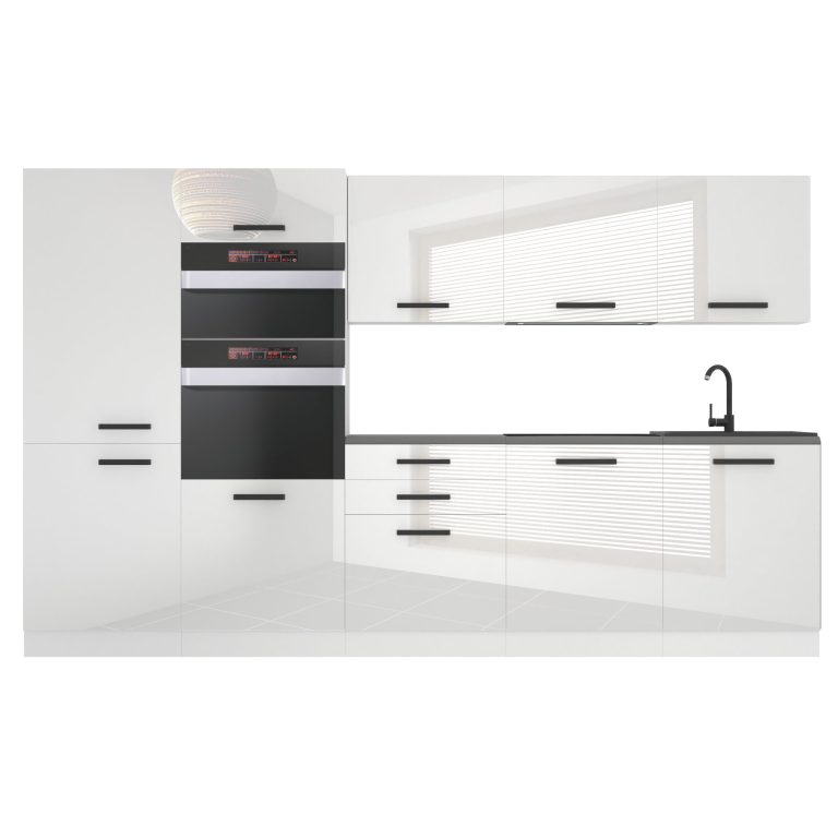 Meubles de cuisine Premium Version Complète 300 cm brillance noir avec plan de travail Fabricant INF GRACE/0/WT/W/B/B1