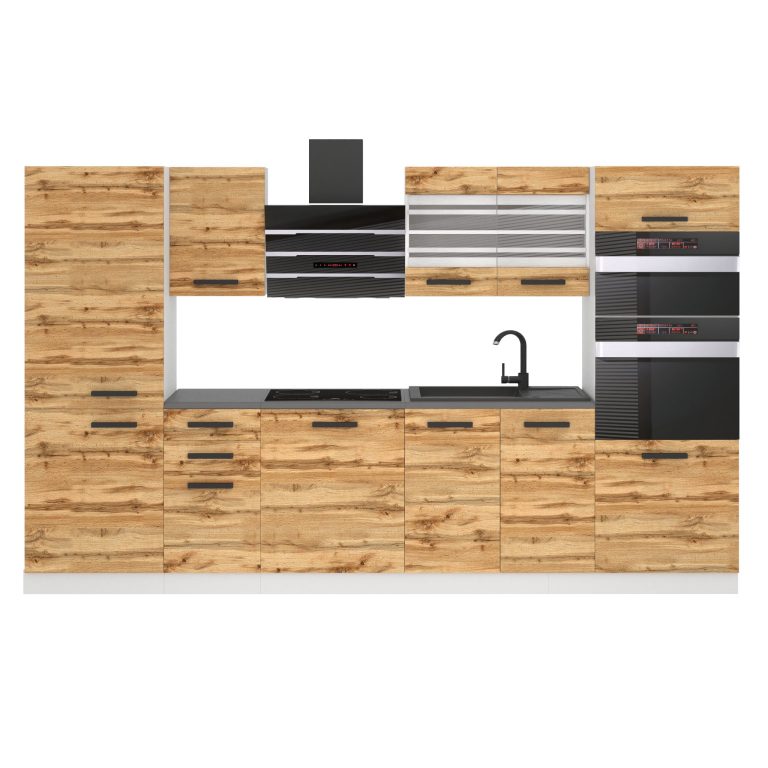 Meubles de cuisine Premium Version Complète 300 cm en chêne chêne wotan chêne sonoma avec plan de travail Fabricant TOR MILA/0/WT/DW/B/B1
