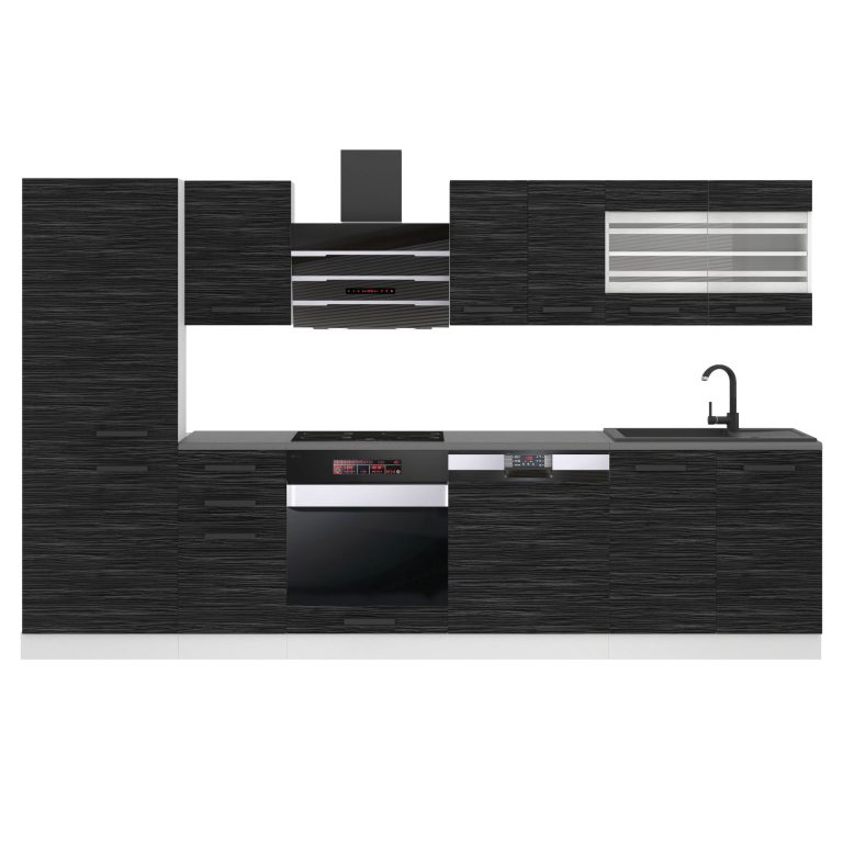 Meubles de cuisine Premium Version Complète 300 cm noir ébène sombre sans plan de travail Fabricant TOR CINDY/0/WT/HK/0/B1