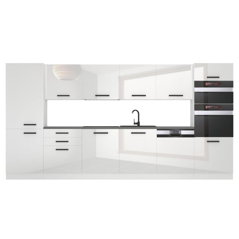 Meubles de cuisine Premium Version Complète 360 cm brillance blanc sans plan de travail Fabricant INF NAOMI/0/WT/W/0/B1