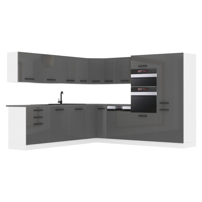 Meubles de cuisine Premium Version Complète 540 cm brillance gris sans plan de travail Fabricant INF JANE/0/WT/S/0/B1
