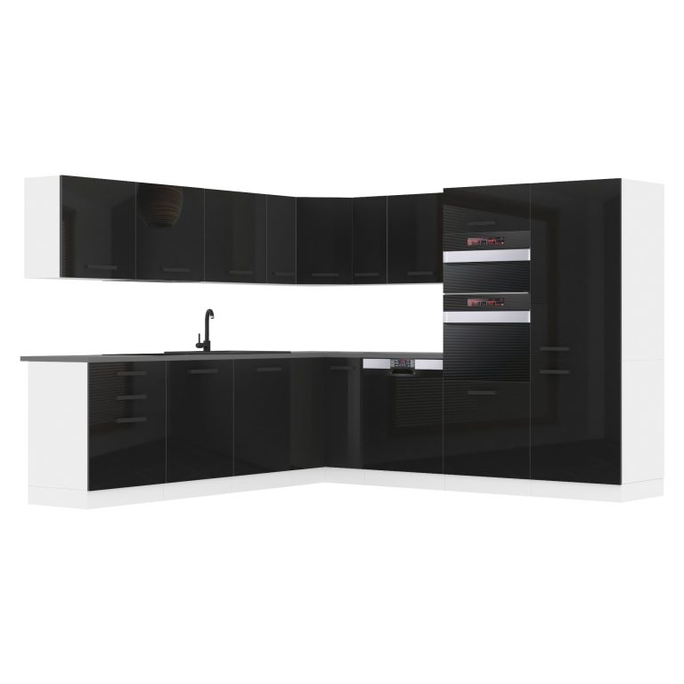 Meubles de cuisine Premium Version Complète 540 cm brillance noir avec plan de travail Fabricant INF JANE/0/WT/B/B/B1