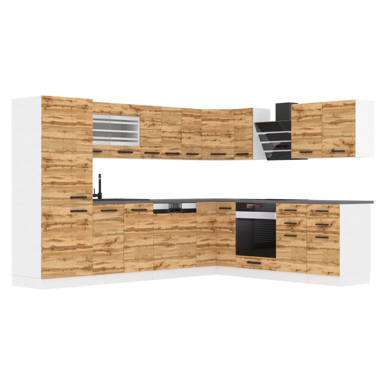 Meubles de cuisine Premium Version Complète 520 cm en chêne chêne wotan chêne sonoma sans plan de travail Fabricant TOR JULIE/0/WT/DW/0/B1
