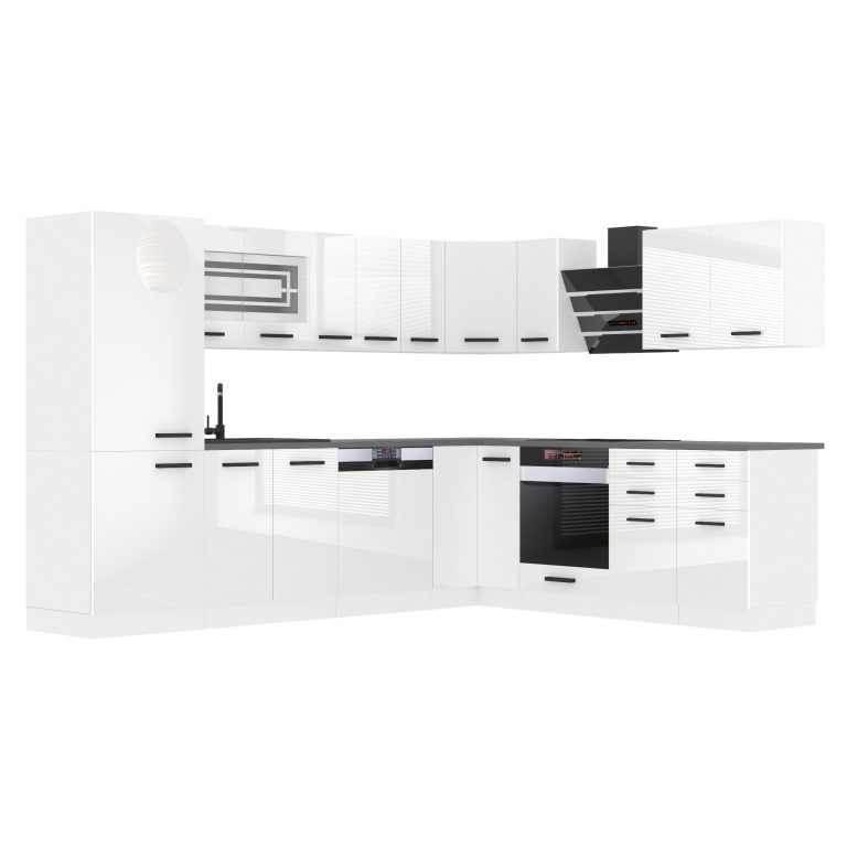 Meubles de cuisine Premium Version Complète 520 cm brillance blanc avec plan de travail Fabricant INF JULIE/0/WT/W/B/B1