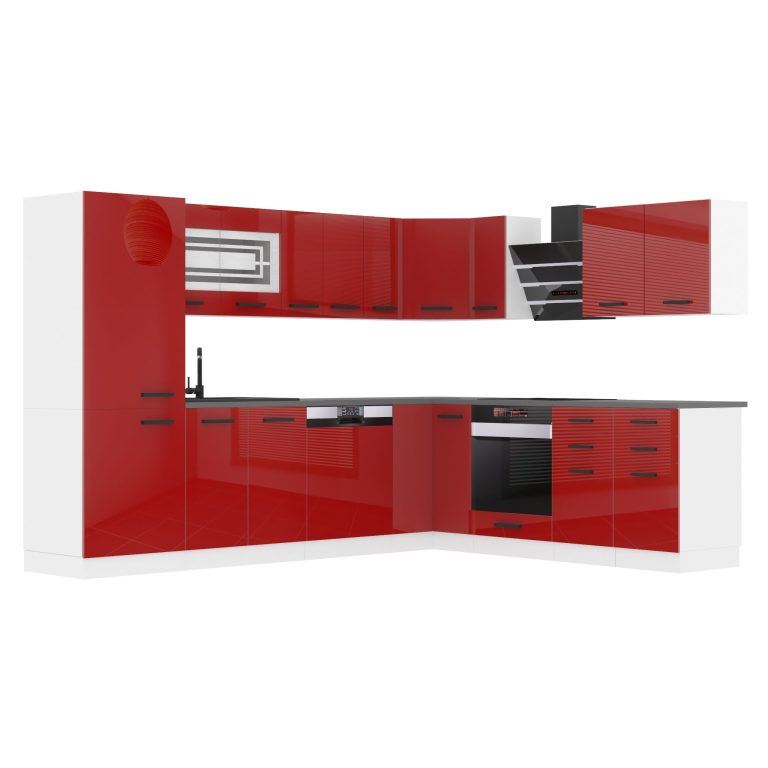 Meubles de cuisine Premium Version Complète 520 cm brillance rouge avec plan de travail Fabricant INF JULIE/0/WT/R/B/B1